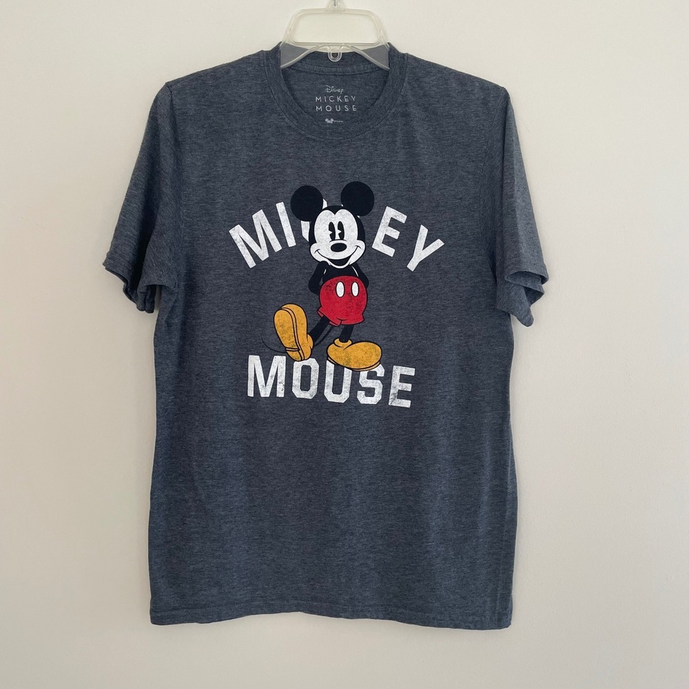 Disney Mickey Mouse Graphic T-Shirt Medium Charcoal Gray Heather Cotton Tee